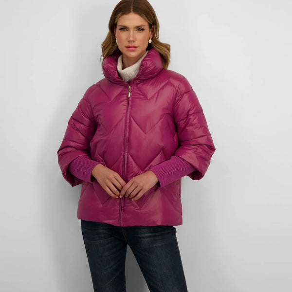 CASACO PUFFER COM PUNHOS COM NERVURA ALTA