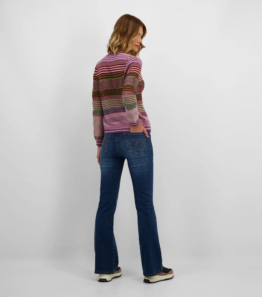 CARDIGÃ DE MALHA ÁS RISCAS