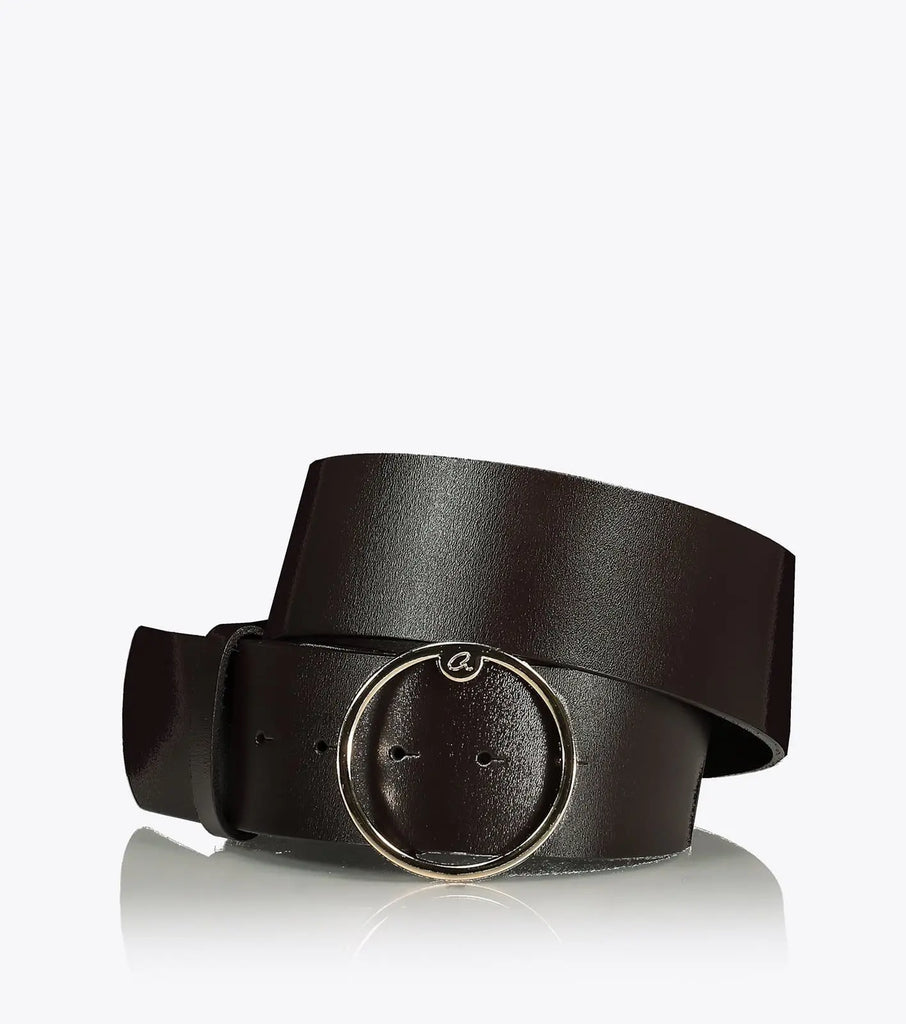 CINTO DE COURO COM FIVELA REDONDA