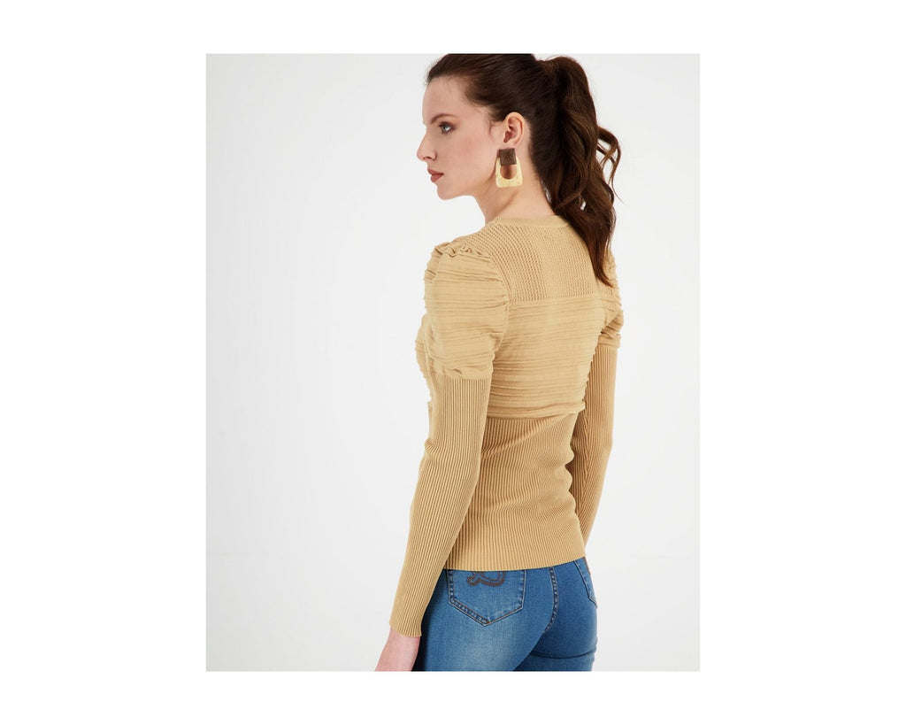 MIX KNIT LONG SLEEVE TOP