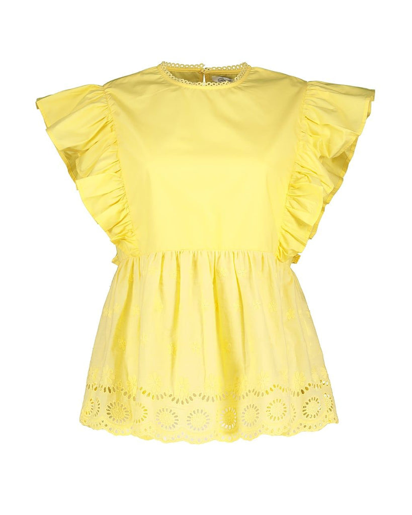 BRODERIE HEM FRILL BLOUSE