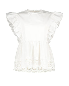 BRODERIE HEM FRILL BLOUSE