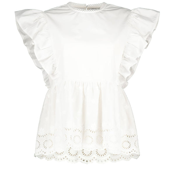 BRODERIE HEM FRILL BLOUSE