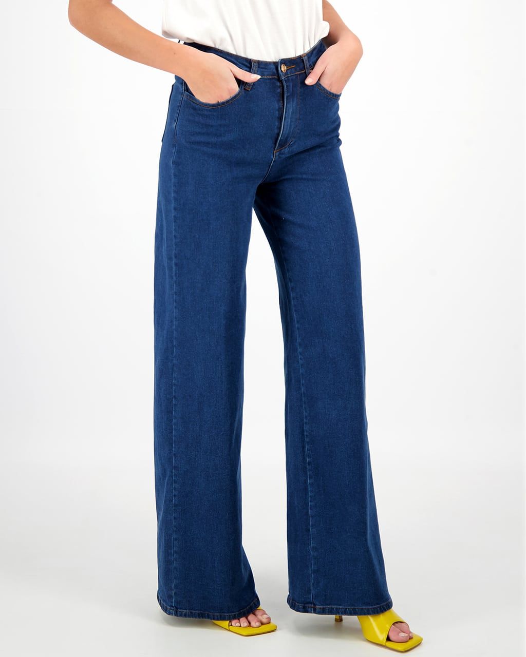 HIGH WAISTED WIDE DENIM TROUSERS