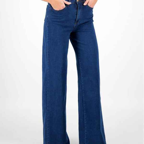 HIGH WAISTED WIDE DENIM TROUSERS
