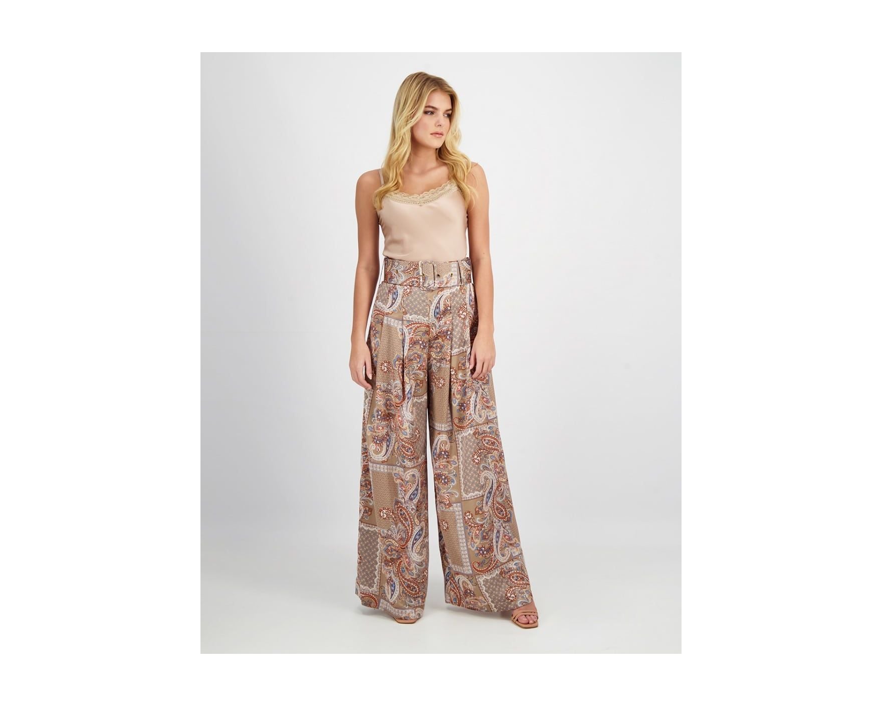 PAISLEY PRINTED WIDE TROUSERS