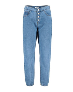 DENIM TROUSERS WITH BUTTON DETAIL