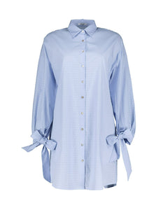 SHIRT DRESS IN PERFORATED POPLIN