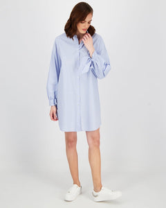 SHIRT DRESS IN PERFORATED POPLIN