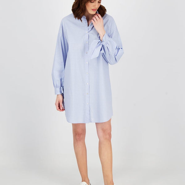 SHIRT DRESS IN PERFORATED POPLIN