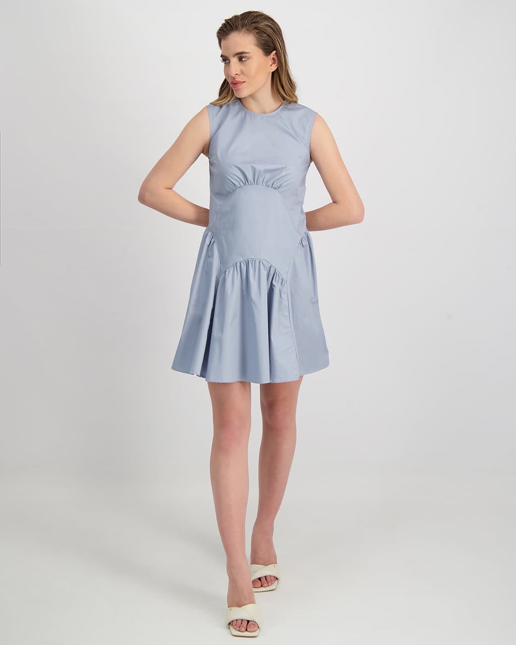 MINI POPLIN SLEEVELESS DRESS