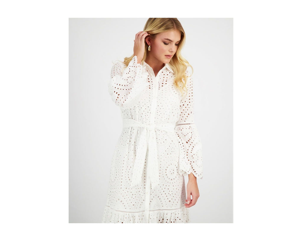 BRODERIE MIDI SHIRT DRESS