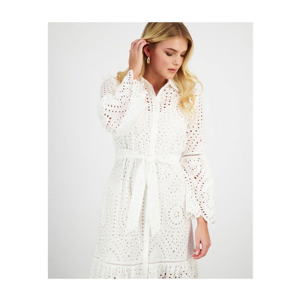BRODERIE MIDI SHIRT DRESS