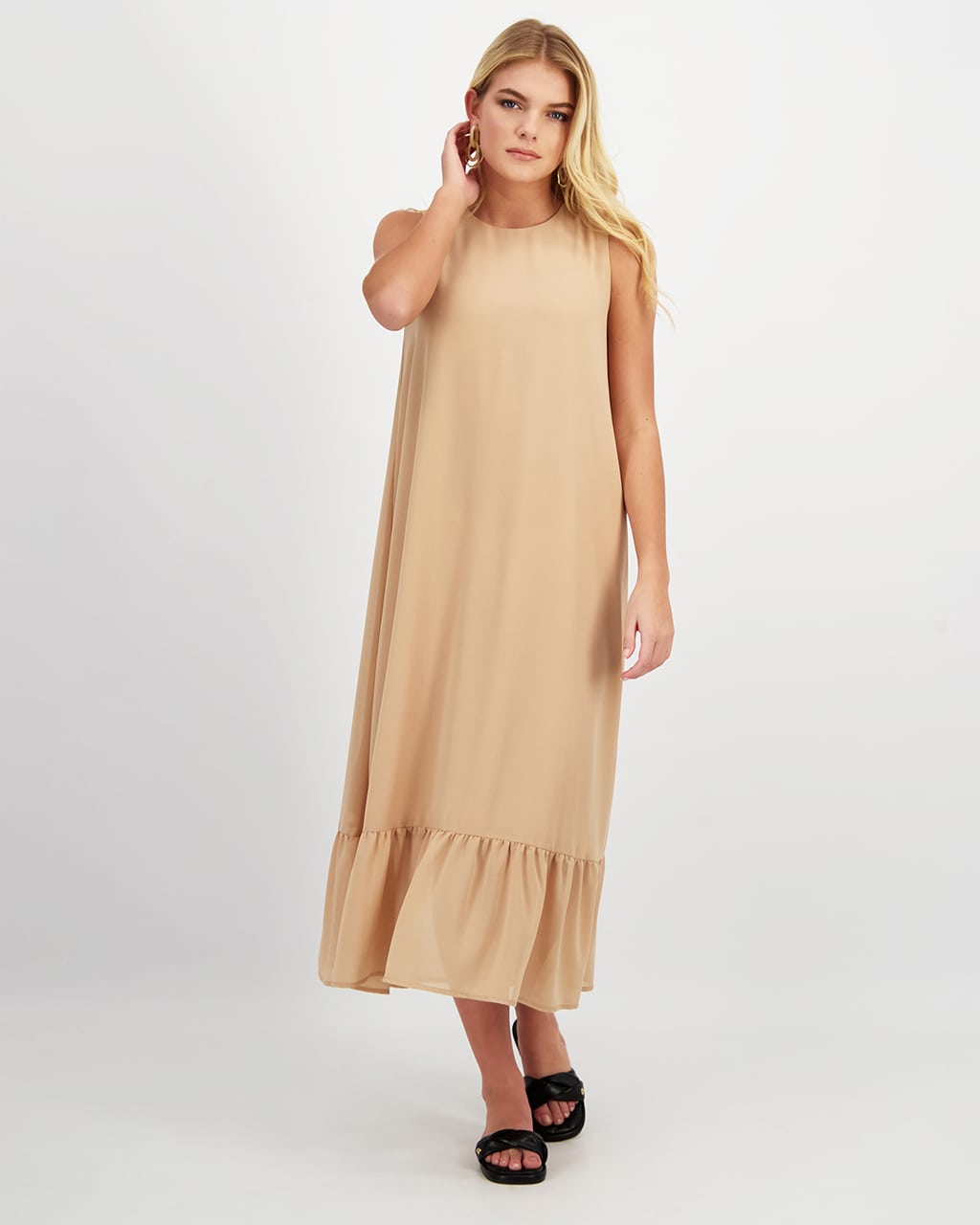 SLEEVELESS MAXI DRAPE DRESS