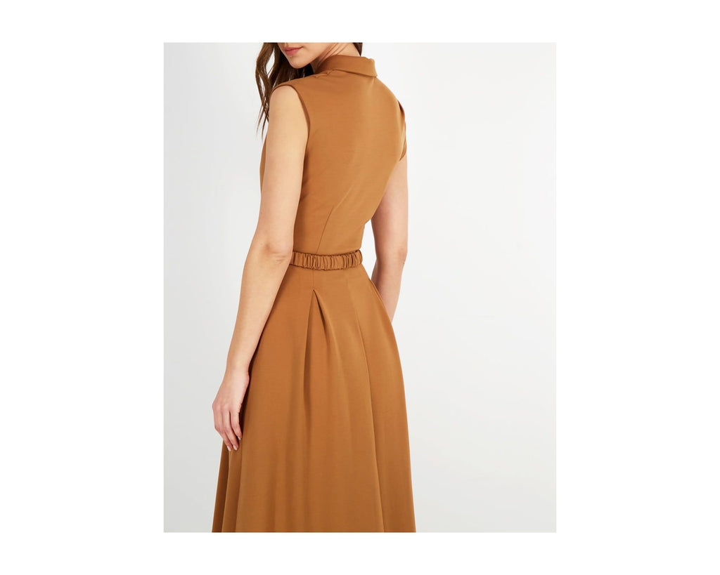 SLEEVELESS MIDI BELTED DRESS