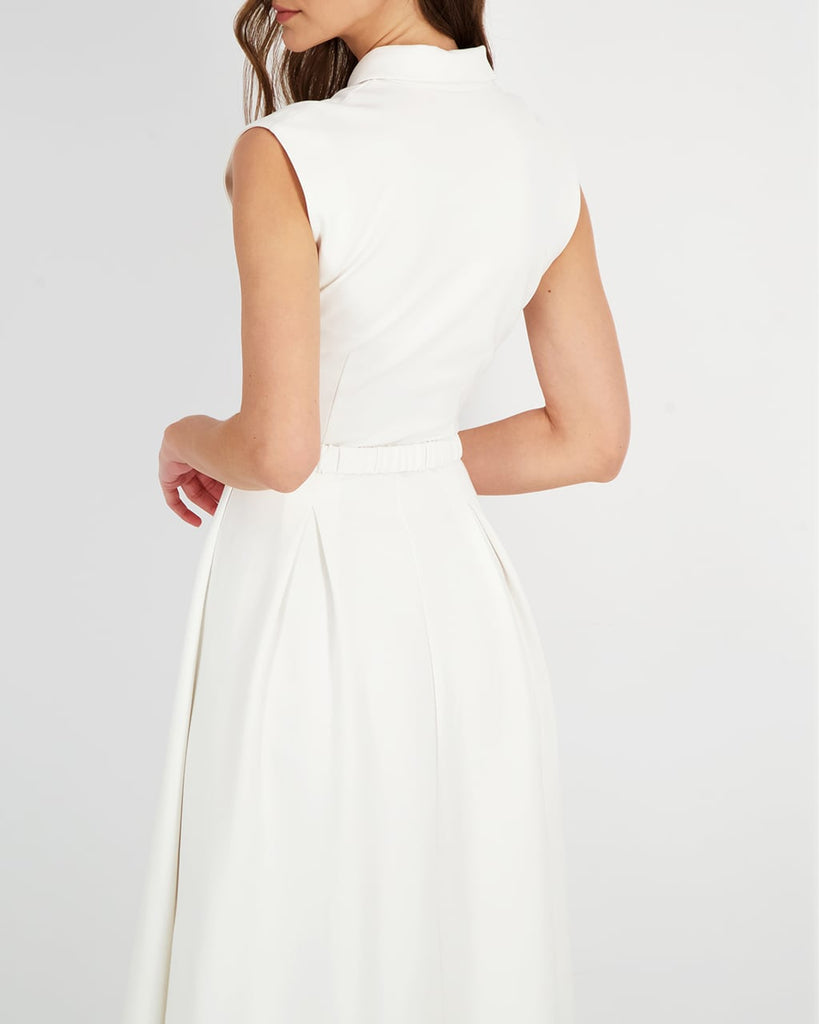 SLEEVELESS MIDI BELTED DRESS