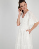 BRODERIE V NECK DRESS