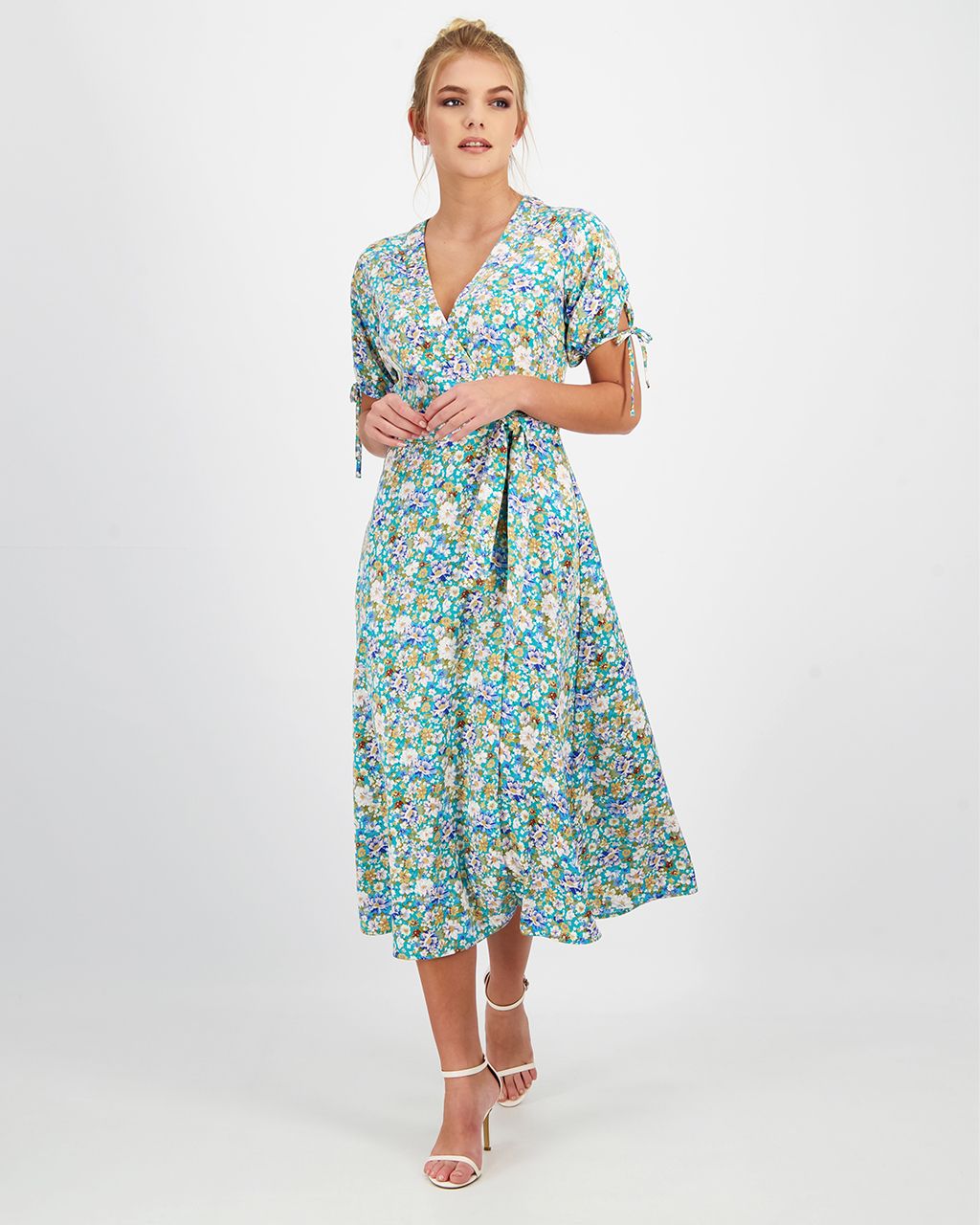 SUMMER MEADOW MAXI SATIN CREPE FLORAL PRINTED SKIRT
