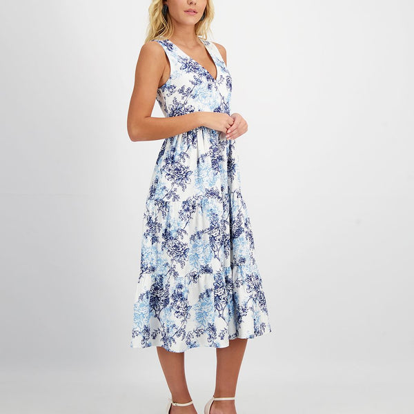 NEREIDA JACQUARD FLOWER SLEEVLESS MAXI DRESS