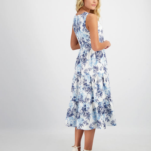 NEREIDA JACQUARD FLOWER SLEEVLESS MAXI DRESS