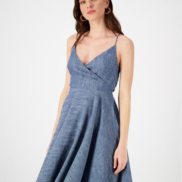 CAMI CHAMBRAY DENIM MIDI DRESS