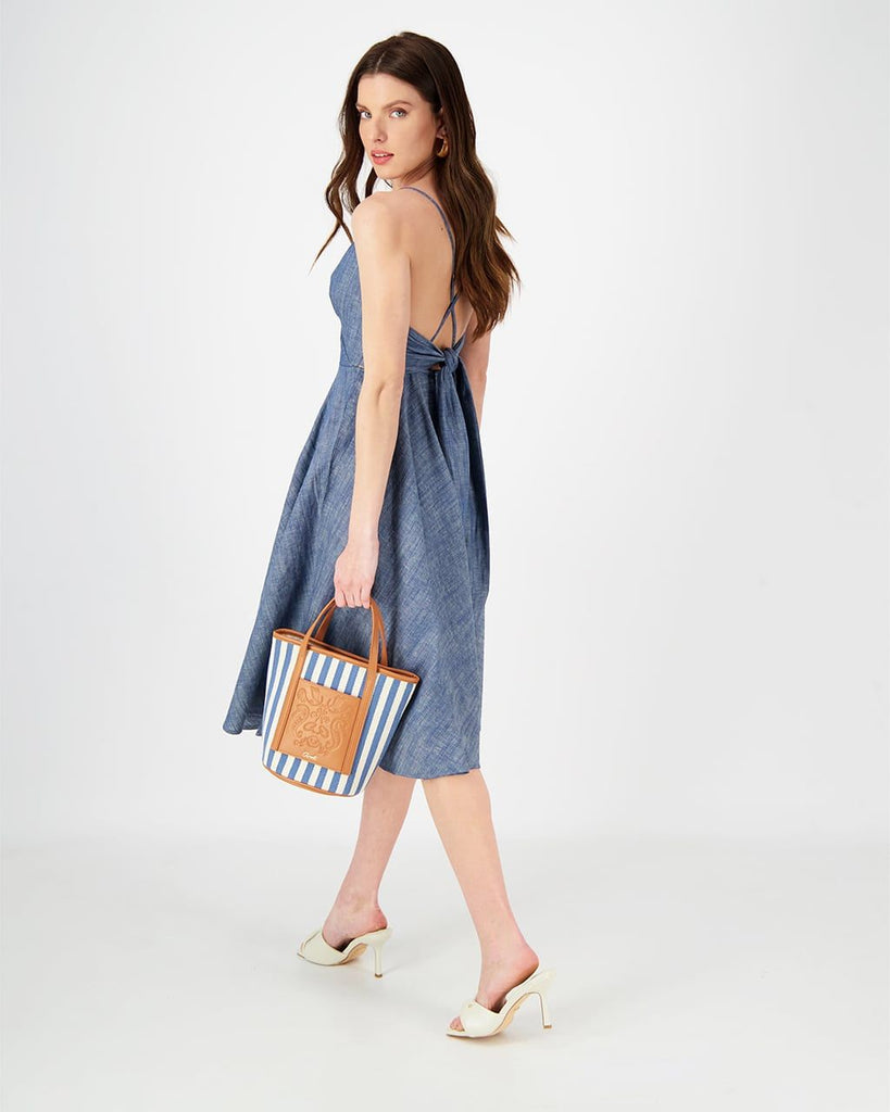 CAMI CHAMBRAY DENIM MIDI DRESS