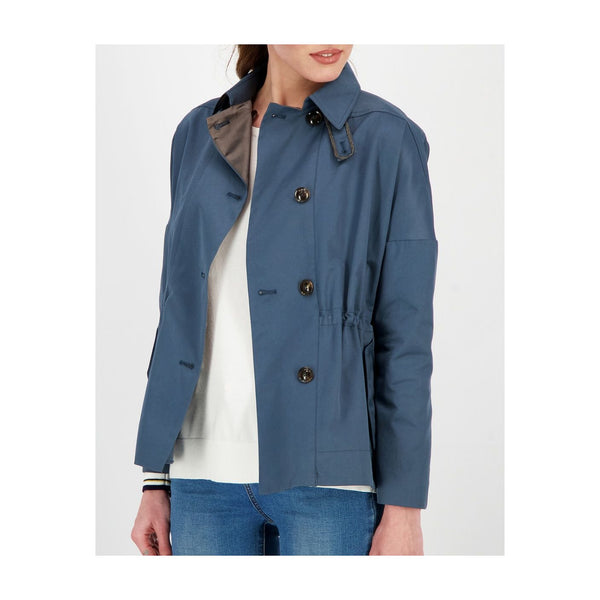 SHORT GABARDINE JACKET WITH REMOVABLE EMBELLISHED NECK