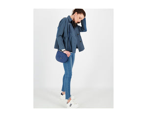 SHORT GABARDINE JACKET WITH REMOVABLE EMBELLISHED NECK