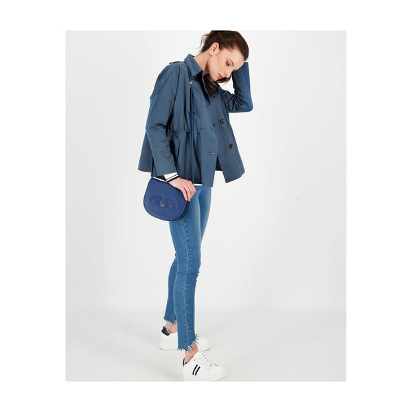 SHORT GABARDINE JACKET WITH REMOVABLE EMBELLISHED NECK
