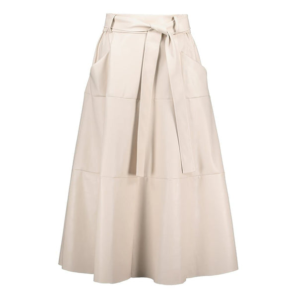 SKATER MIDI LEATHERETTE BELTED SKIRT