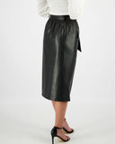 PENCIL LEATHERETTE BELTED SKIRT