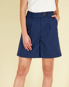 HIGH WAISTED GOLD BUTTON WIDE SHORTS